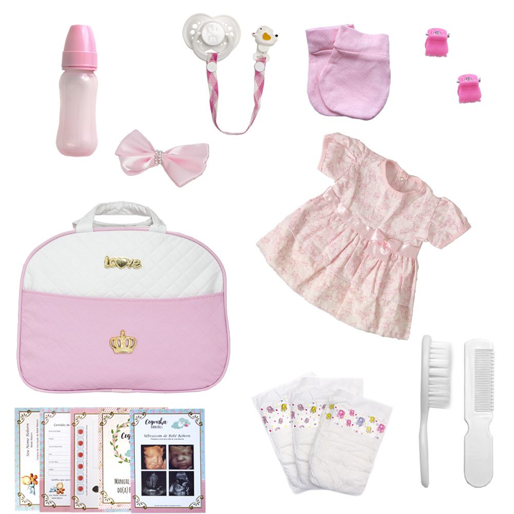 Bebe Reborn boneca Realista + 20 Itens Bolsa Maternidade