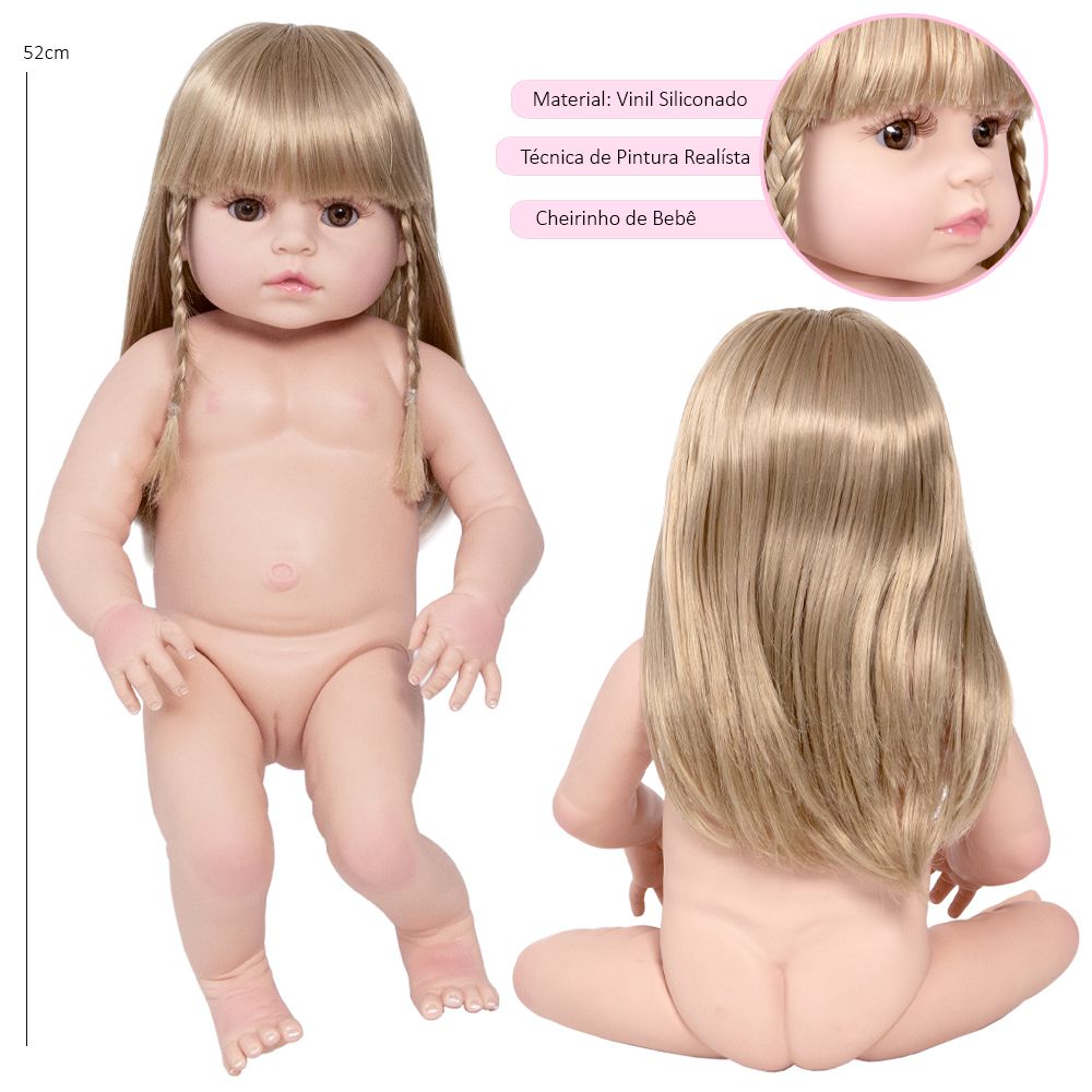 Boneca Bebê Reborn Realista Roupa de Girafinha 100% Silicone