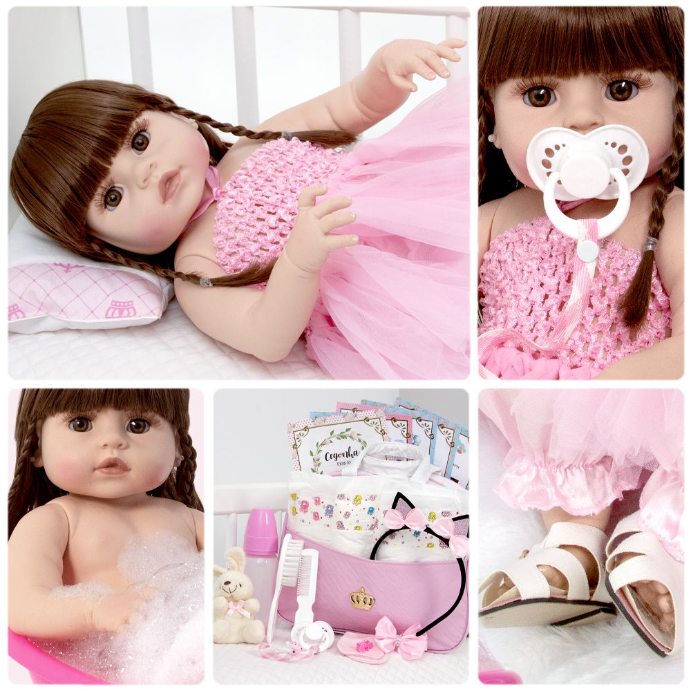 45CM Bebe Reborn Doll Girl Full Body Soft Solid Silicone Reborn Doll  Painted/Unpainted Lifelike Cute Doll Corpo De Silicone