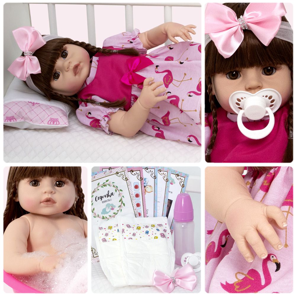 Boneca Bebê Reborn 100% Silicone Realista Linda 13 Itens - USA Magazine