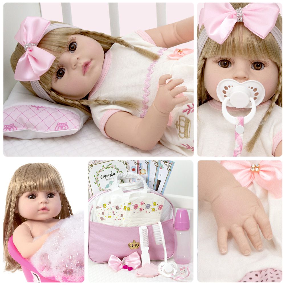 Boneca Bebê Reborn Brinquedo Corpo Silicone E Acessórios - Bebê