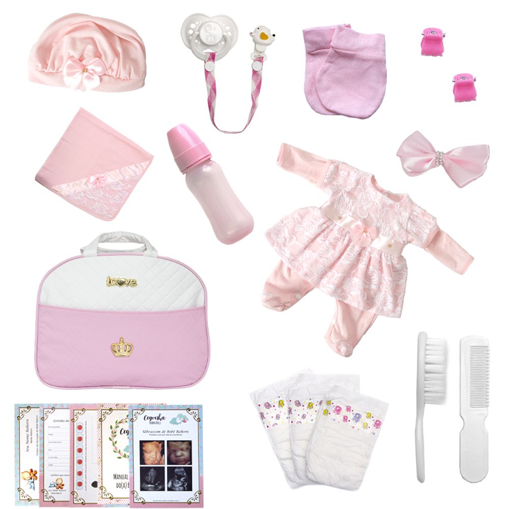 Boneca Bebe Reborn Silicone Realista Morena Roupão 20 Itens