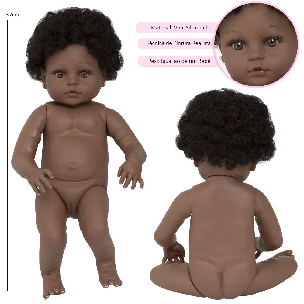 Bebe Reborn Negra Perfeita Realista Tecido