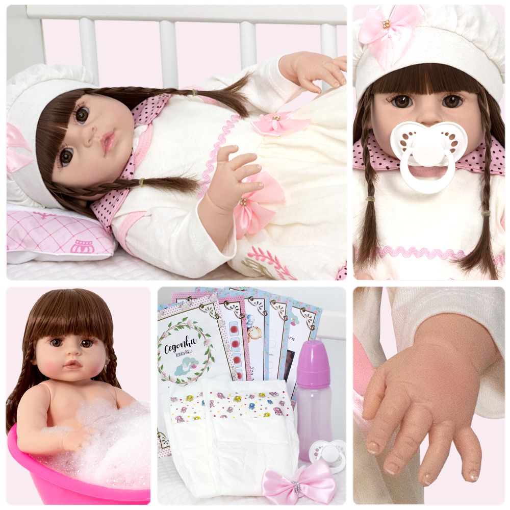 Bebê Reborn Menina Realista Princesa 100% Silicone 13 Itens - USA