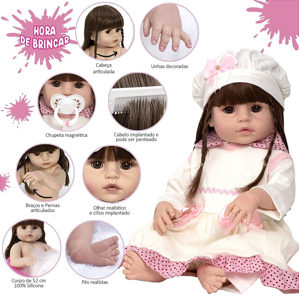 Boneca Com Desconto Bebê Reborn Original Banho - Cegonha Reborn Dolls - Boneca  Reborn - Magazine Luiza