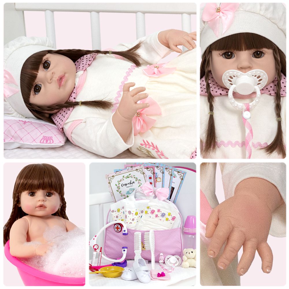 Super Bebe Reborn de Cabelos Longos 100% Silicone  Reborn toddler girl,  Reborn toddler dolls, Toddler dolls