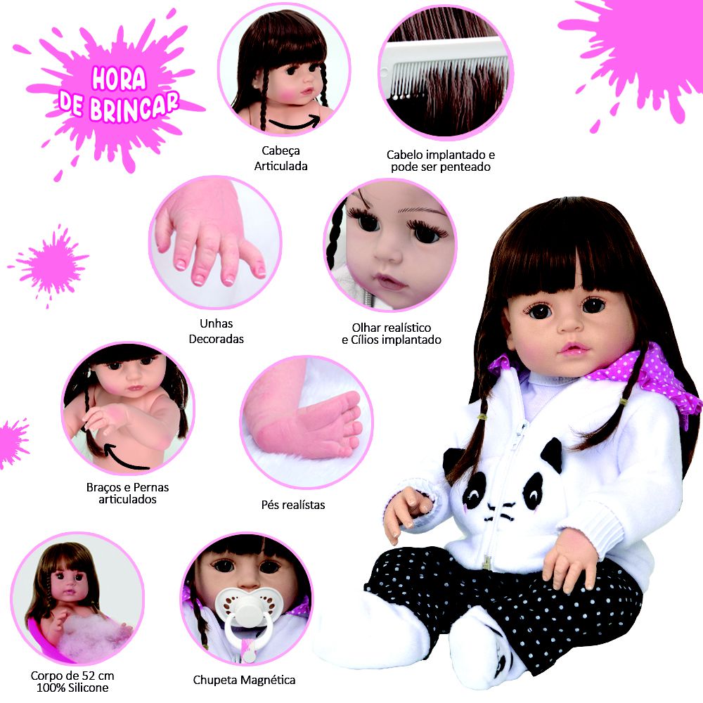 Bebê Reborn PANDINHA - corpo todo em silicone a prova dágua. Entrega  IMEDIATA, Bebês Meninas