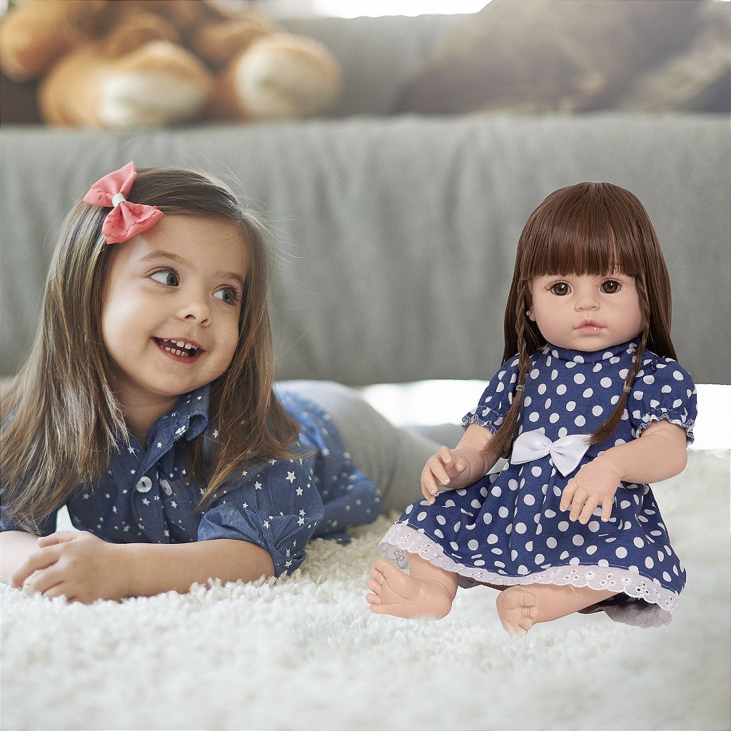 BONECA BEBÊ REBORN REALISTA LINDA CABELUDA BOLSA MATERNIDADE