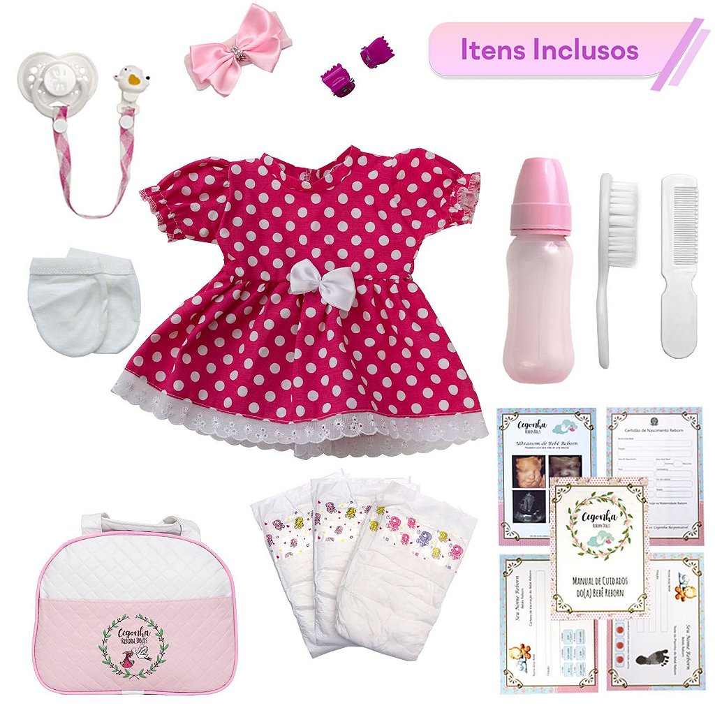 Boneca Bebê Reborn Realista 100% Silicone 20 Itens com Bolsa - Chic Outlet  - Economize com estilo!