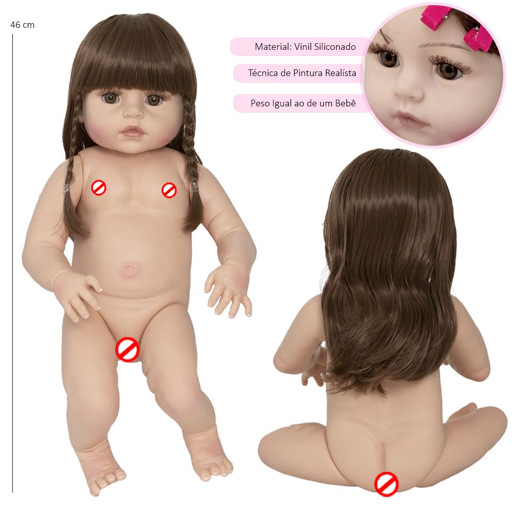 Boneca Baby Reborn Girafinha Enxoval Completo Silicone Lol