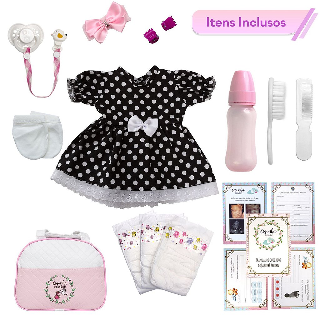 Boneca Bebê Reborn Loira Realista Pode Dar Banho + 20 Itens - Chic Outlet -  Economize com estilo!