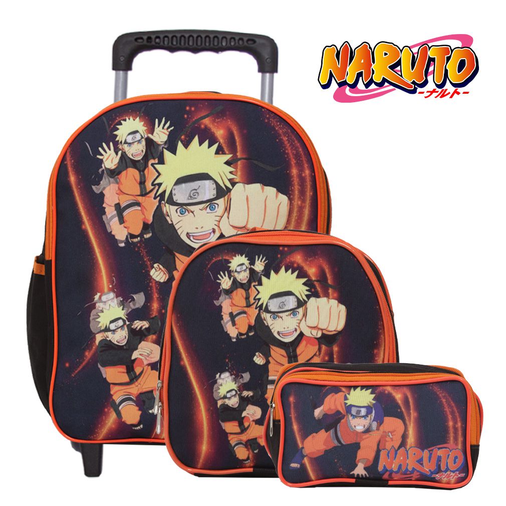 Kit Mochila Infantil de Rodinhas Masculina Naruto Lancheira - USA Magazine