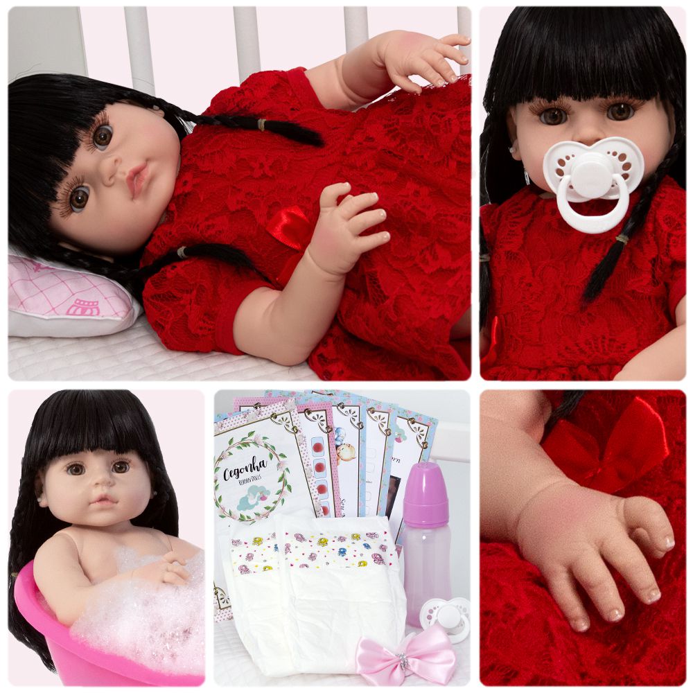 Bebê Reborn Baby Boneca Realista 100% Silicone Banho E Itens