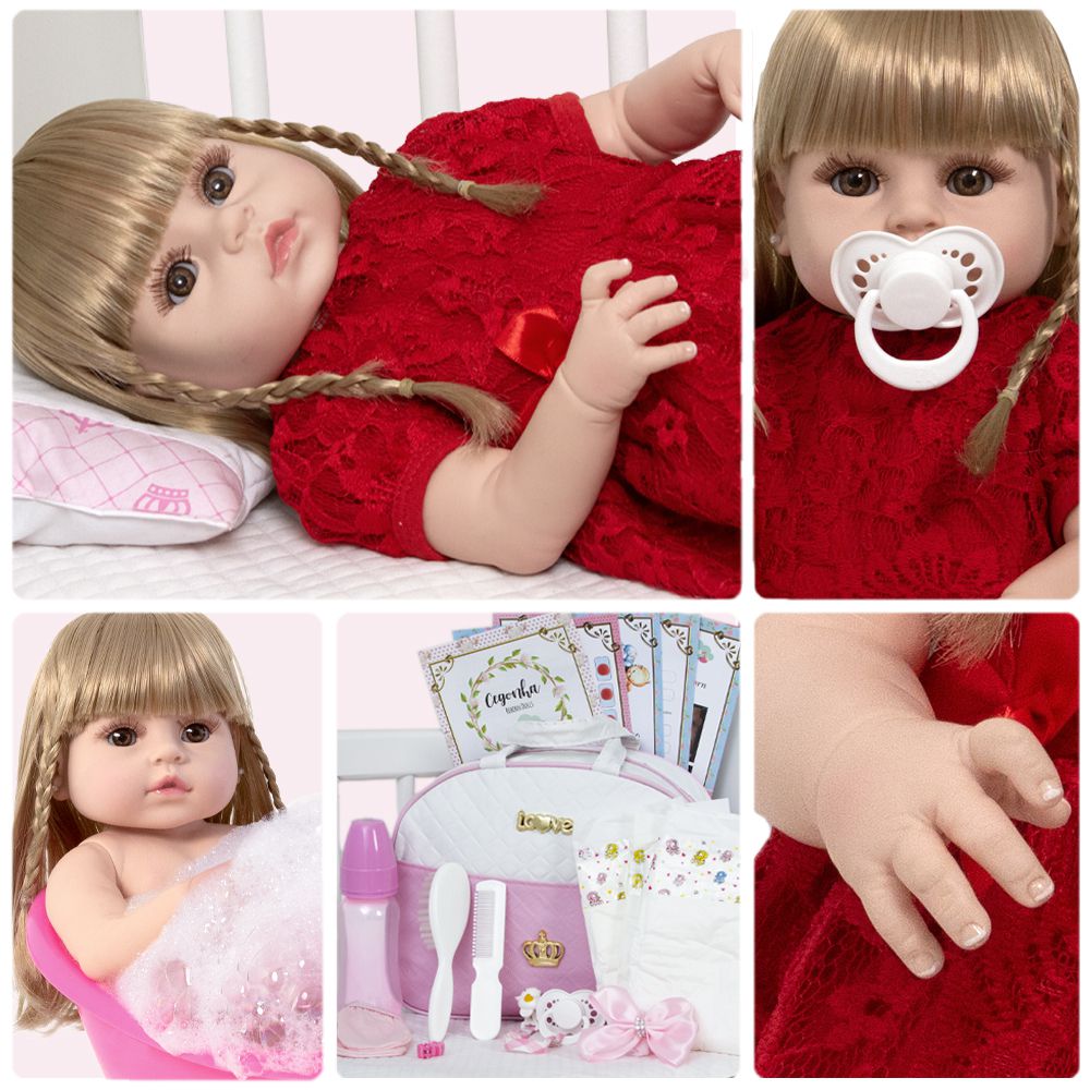 Bebe Reborn menina Original Articulada Realista + de 20 Acessorios