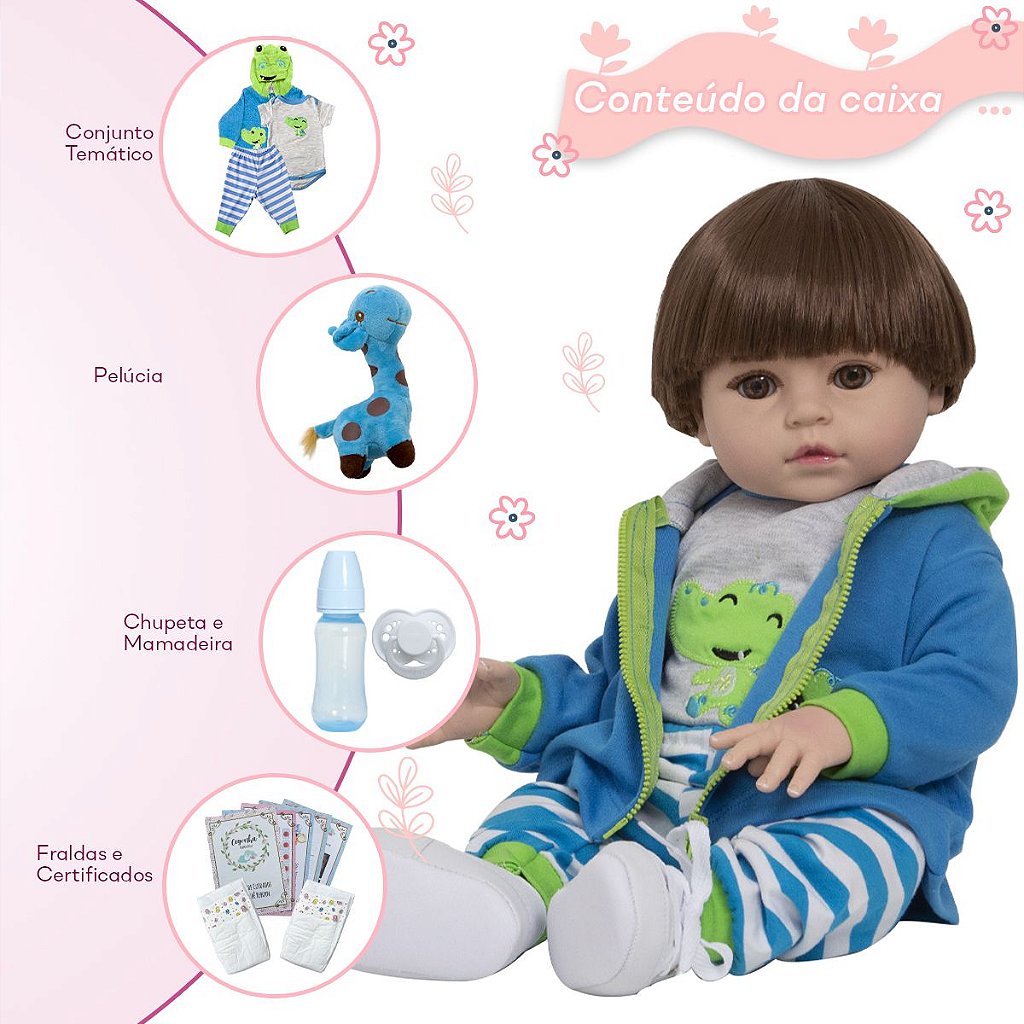 Boneca Bebê Reborn C/acessórios Sapinho Chupeta Fotos Reais