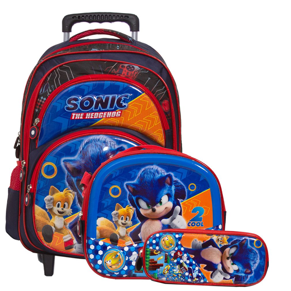 Kit Sonic Mochila Infantil Pequena Runner Filme De Costa