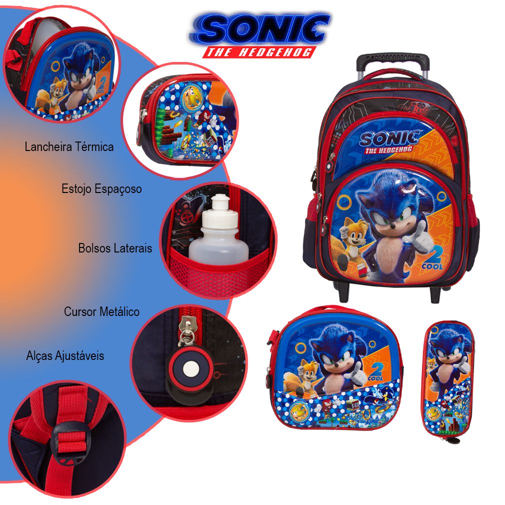 Bolsa Lancheira Térmica Escolar Sonic Personagem