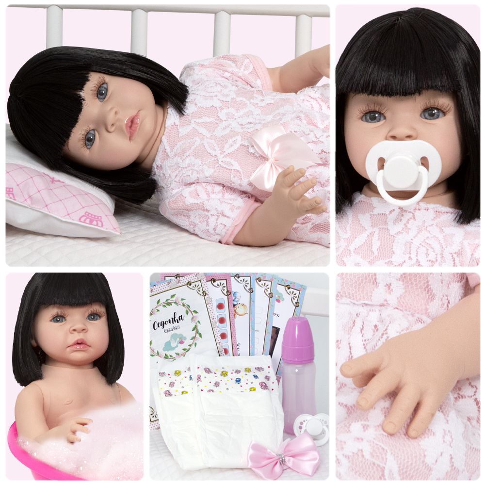 Bebe Boneca Reborn Silicone Realista Princesa Com 24 Itens