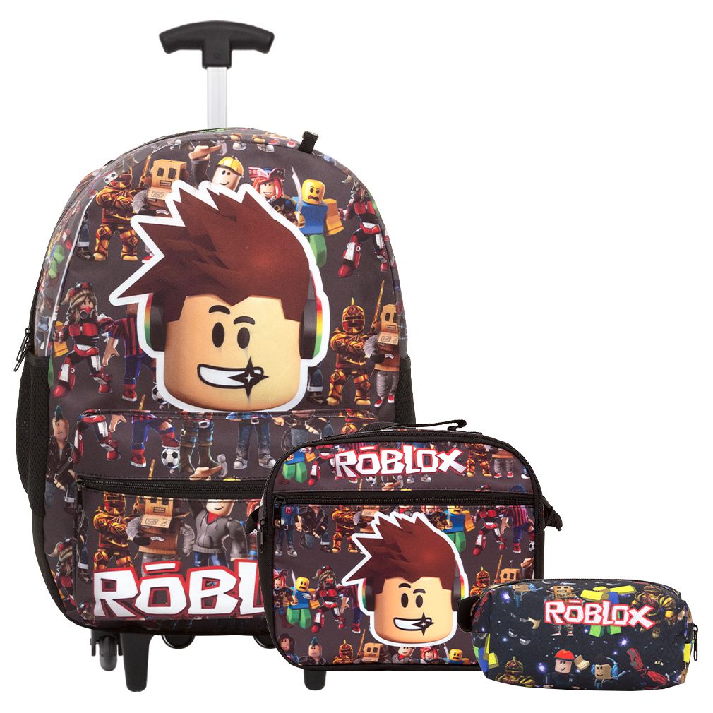 Mochilas Roblox USB para meninas e meninos, volta ás aulas na escola. São  estampas de vários desenhos de Roblox.