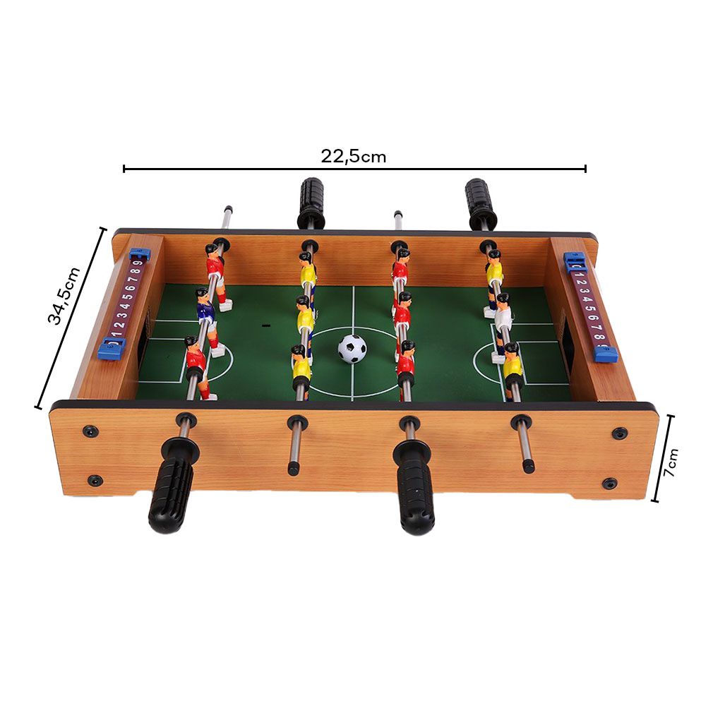 HOMCOM Mesa de pebolim Jogo de futebol de mesa com 22 jogadores incluídos  Tabelas de pontuação Apertos Confortáveis Design compacto 84,5x40x61,2 cm  Cor Madeira e Preto