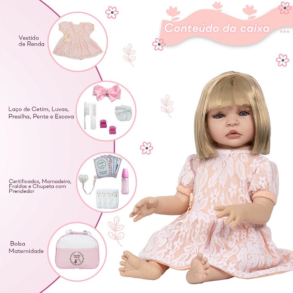 Bebe Reborn Realista Menina Loira Princesa Enxoval Completo - Chic