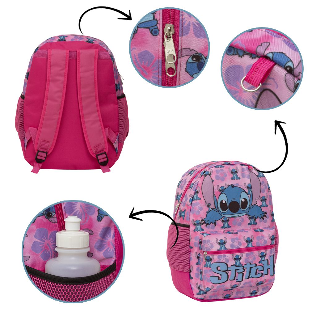 Mochila Infantil Feminina De Costas Stitch Juvenil Rosa - USA Magazine