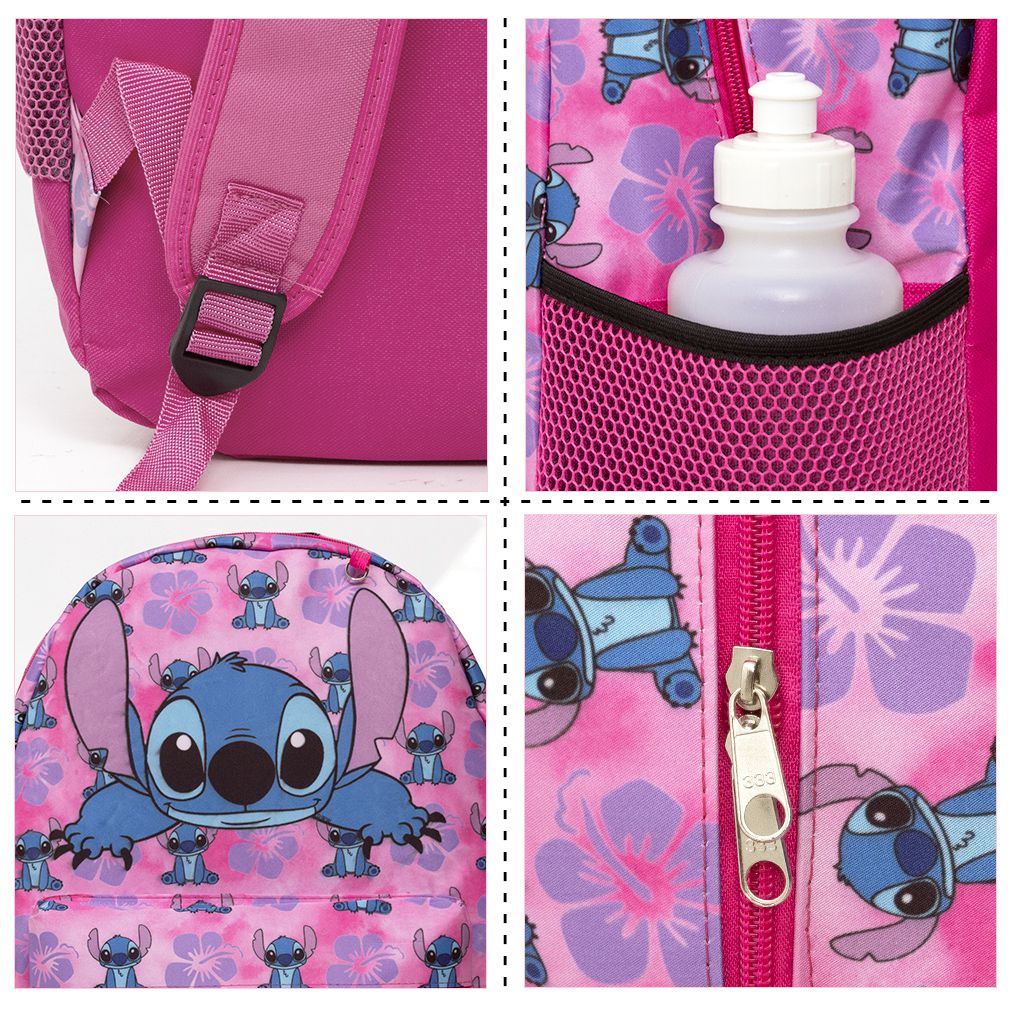 Mochila Infantil Feminina De Costas Stitch Juvenil Rosa