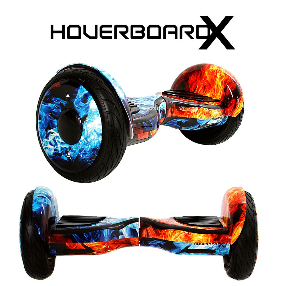 Skate Elétrico Overboard 6,5 Led Com Alça Diversão Cor Fogo e Água