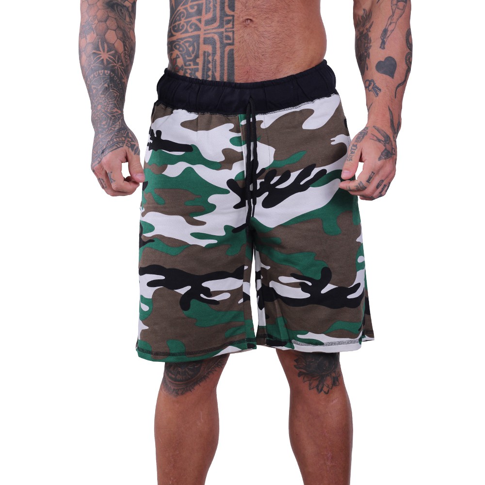 Bermuda Masculina Moletom MXD Conceito Camuflado Verde/Marrom