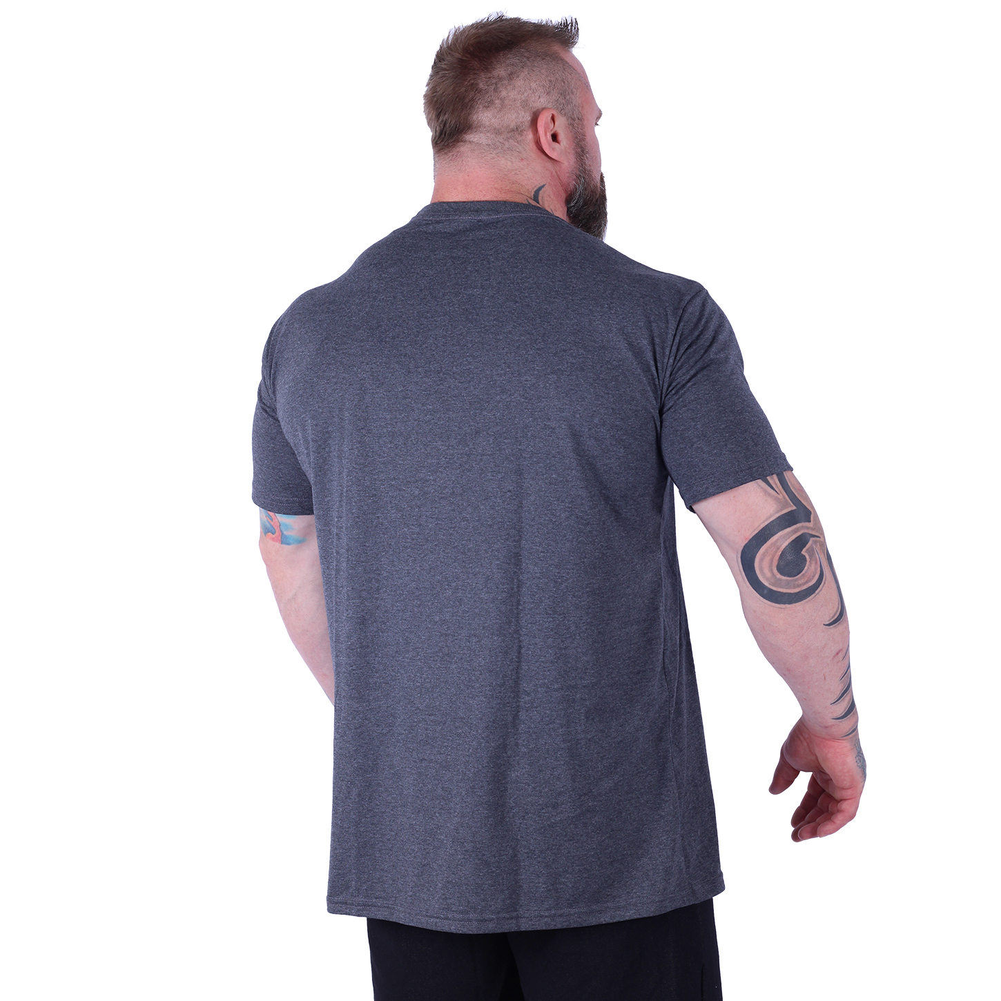Camiseta Plus Size Tradicional Manga Curta MXD Conceito 50% Algodão 50% Poliéster Mescla Preto