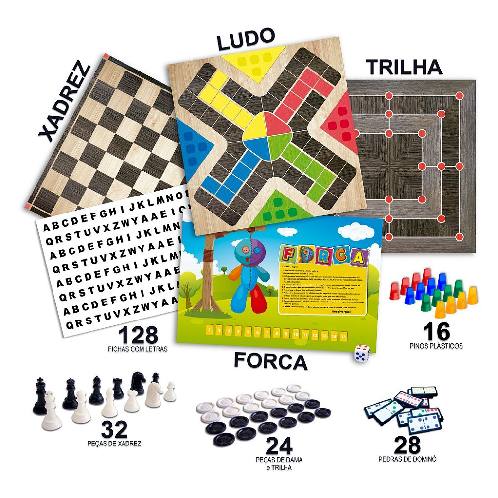 Conjunto de 5 jogos de tabuleiro em 1 caixa de réplica de dados de luxo:  xadrez/dama/dominó/dados de pôquer/cartas de jogo - Duke International  Cards & Games Co., Ltd.