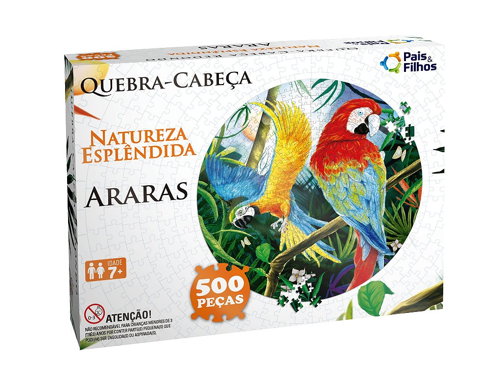 Quebra Cabeça Araras Redondo 500 Peças Natureza - Papelaria Roveda