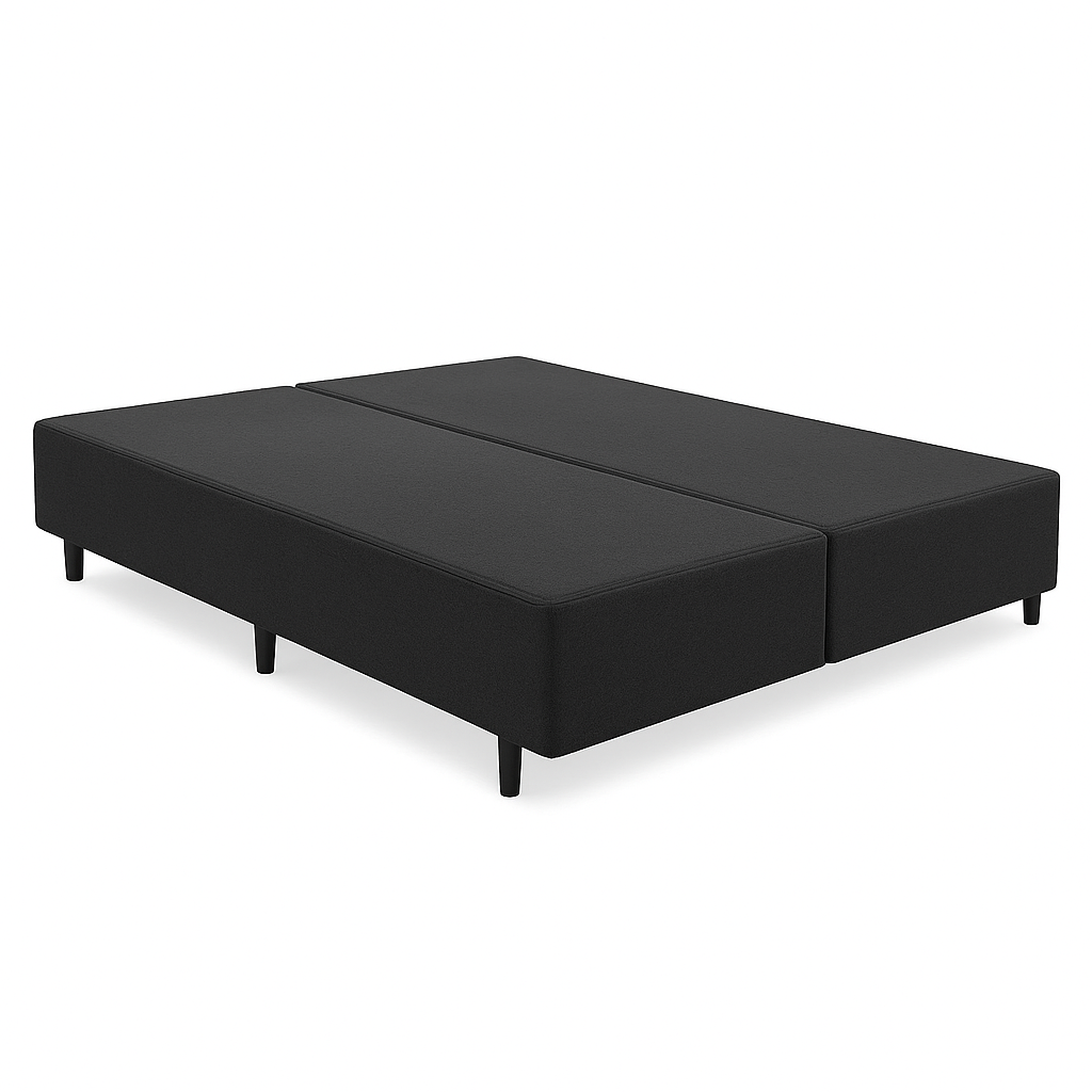 CONJUNTO: BOX + COLCHÃO HERVAL BLACK ESPUMA ORTEPÉDICA QUEEN