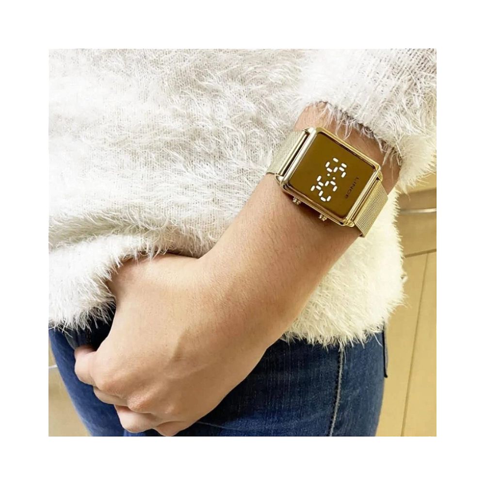 Relogio Lince Digital Led Feminino Dourado MDG4619L - Moment - nos