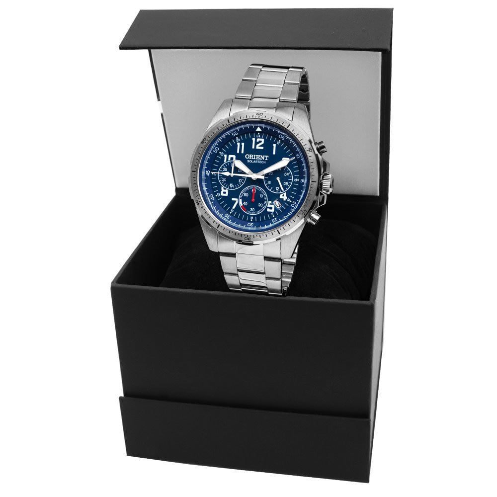 Relógio Orient Masculino cronógrafo SolarTech MBSSC261D2SX