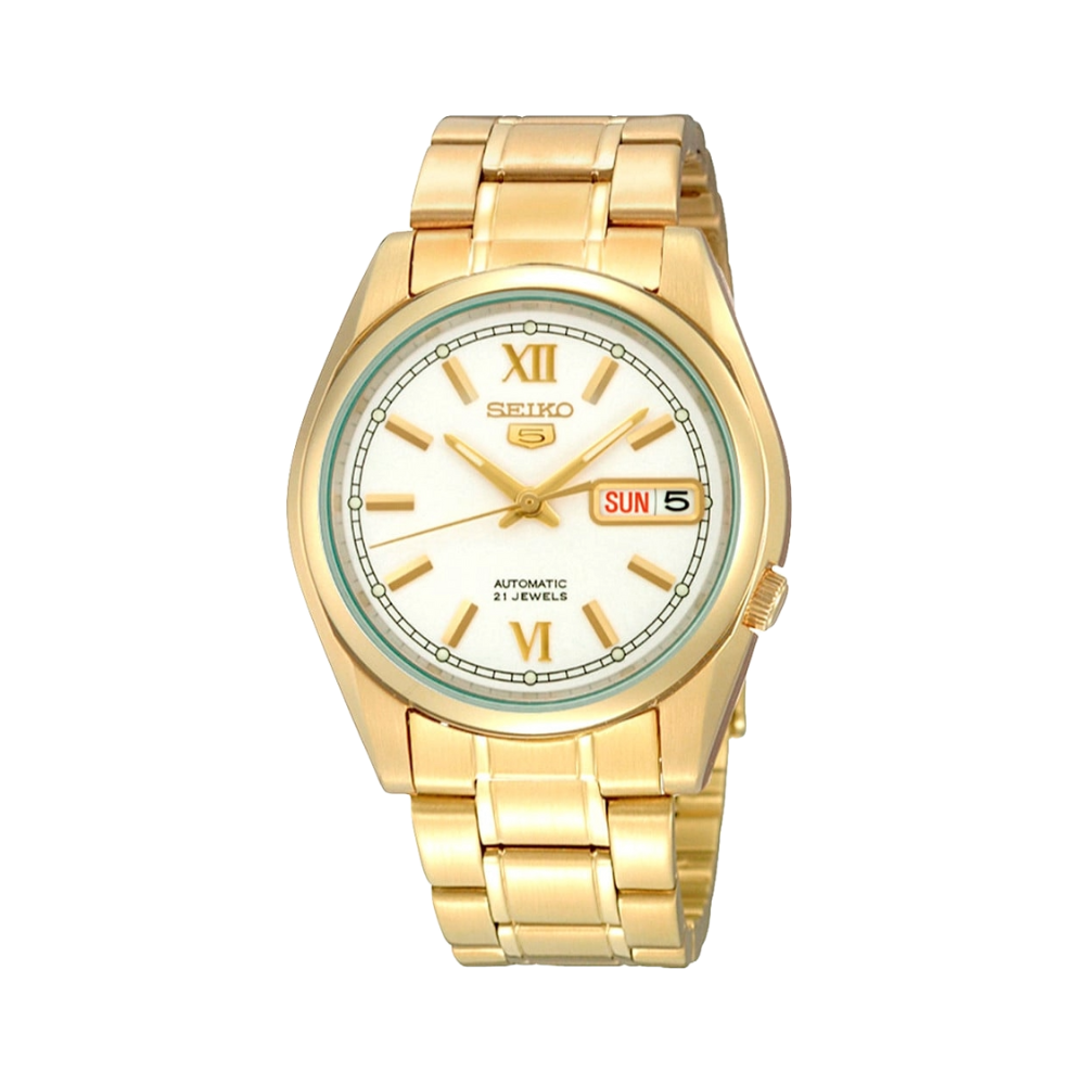 Relógio Seiko 5 Masculino Automático 21 Jewels Dourado