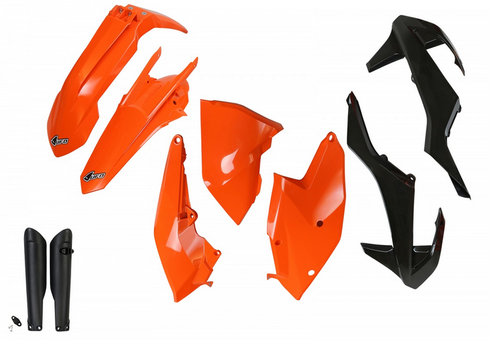 KIT PLASTICO KTM EXC/EXCF 17/19 PRETO C/ PROT BENG- UFO - Menta