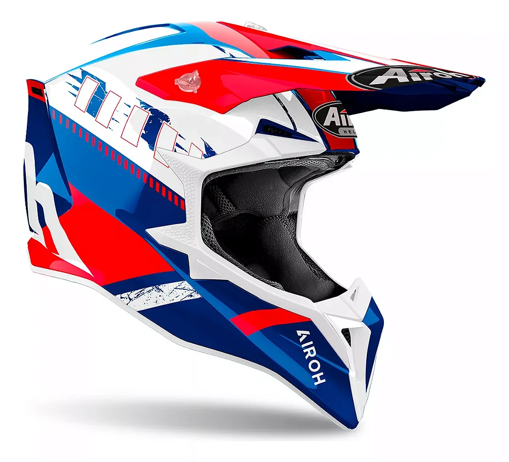Capacete Airoh Wraap Feel Azul Vermelho brilho - Menta Motos - A