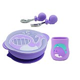 Kit Alimentação Copo Anatômico, Tigela e Talheres Baleia - Marcus & Marcus