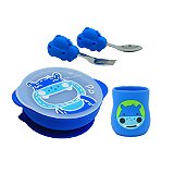 Kit Alimentação Copo Anatômico, Tigela e Talheres Hipopótamo - Marcus & Marcus
