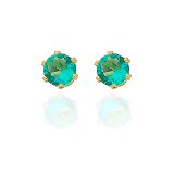 Brinco Infantil Banho de Ouro Solitário Pedra 4mm Zircônia Verde Antialérgico 2 à 5 anos - Tuttiamore