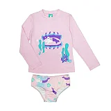 Conjunto Camiseta UV + Calcinha Gatinha Sereia Rosa Marckids