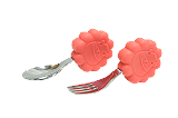 Colher e Garfo Infantil Coral com Case - Marcus & Marcus