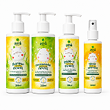 Kit Shampoo + Condicionador + Leave In + Spray Iluminador Infantil Aloe Vera e Camomila Verdi Natural