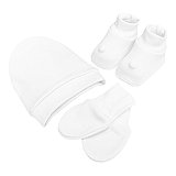 Kit Touca, Luva e Sapatinho RN Laço Bebê Bamboo - Branco