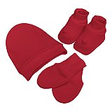 Kit Touca, Luva e Sapatinho RN Laço Bebê Bamboo - Vermelho
