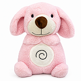 Minha Primeira Pelúcia Musical Laço Bebê com Luz e Respiração Cachorro Rosa
