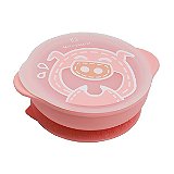Tigela com Sucção e Tampa em Silicone Porquinha - Marcus & Marcus