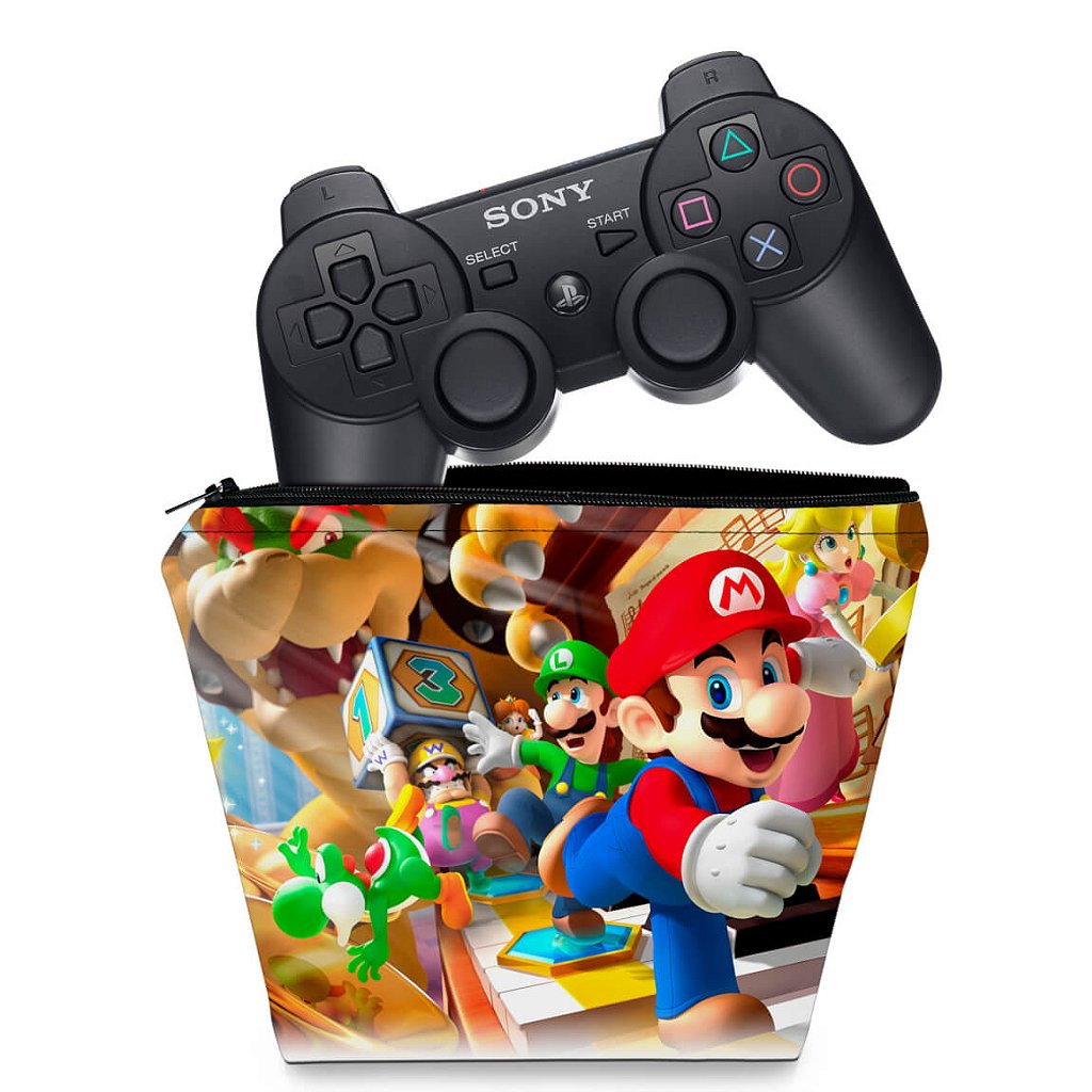 KIT Capa Case e Skin PS3 Controle - Mario Party - Pop Arte Skins