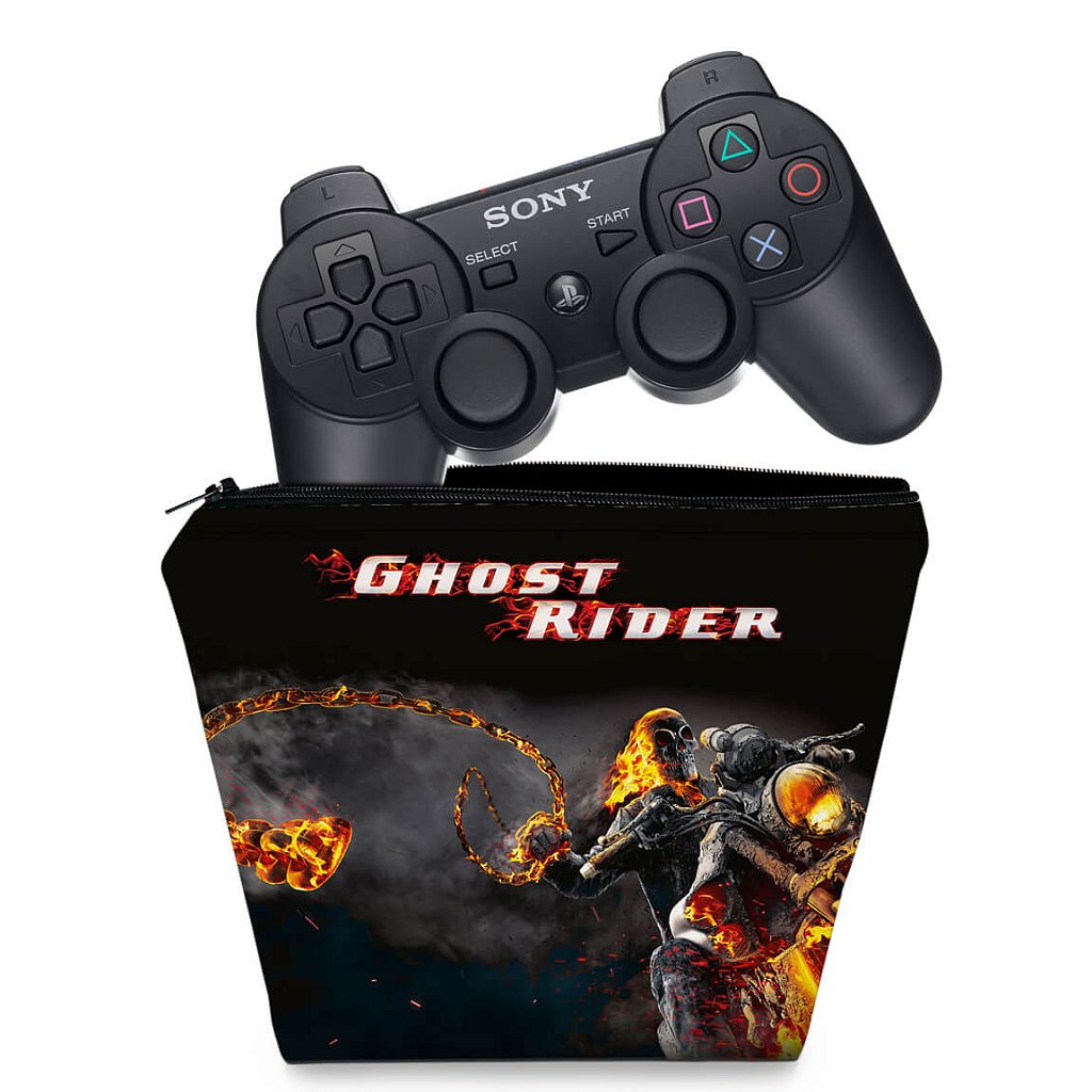 KIT Capa Case e Skin PS3 Controle - Ghost Rider Motoqueiro #a - Pop Arte  Skins